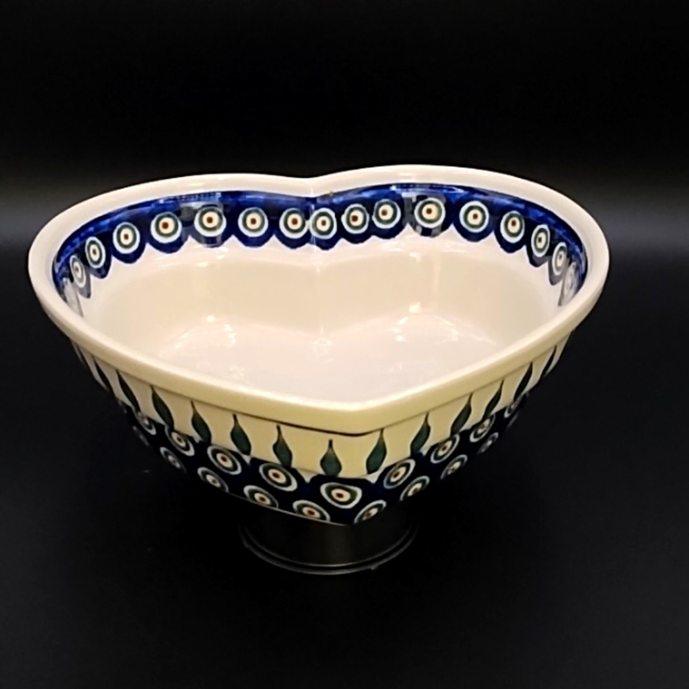 Polish Pottery Heart Shaped Bowl